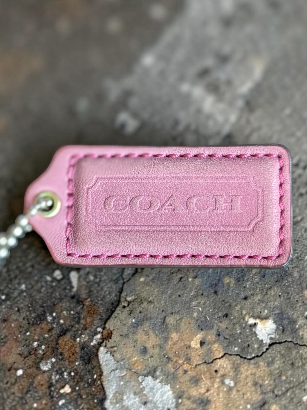 Coach 2.25" Pink Embossed Leather Hangtag
